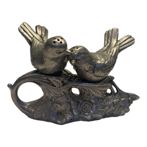 Vintage Pewter Lovebirds Salt and Pepper