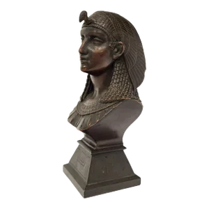 Antique French Egyptian Revival Bronze Bust Sculpture Statue "Queen of Babylon" by Paul Auguste Gagne