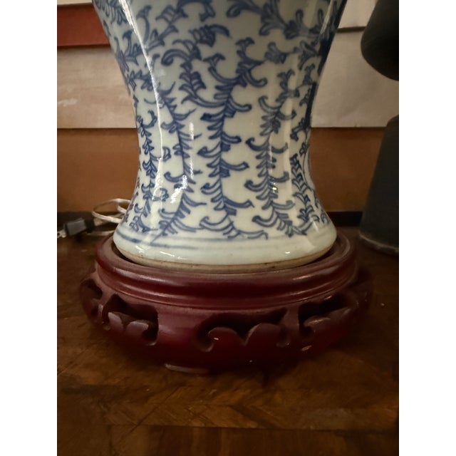Vintage Blue and White Double Happiness Lamps Chinoiserie Decor - A Pair For Sale - Image 12 of 12