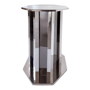 1980s Vintage Italian Chrome and Smoked Glass Pedestal or Table Base