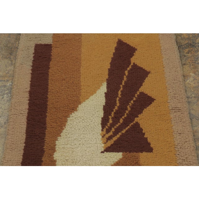 Art Deco Antique French Art Deco Runner With Bold Design in Brown Hues - Rug & Kilim For Sale - Image 3 of 7