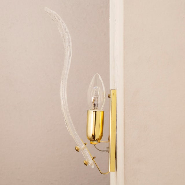 Italian Wall Lamps in Clear Murano Glasss, 1990s, Set of 2 For Sale - Image 11 of 12