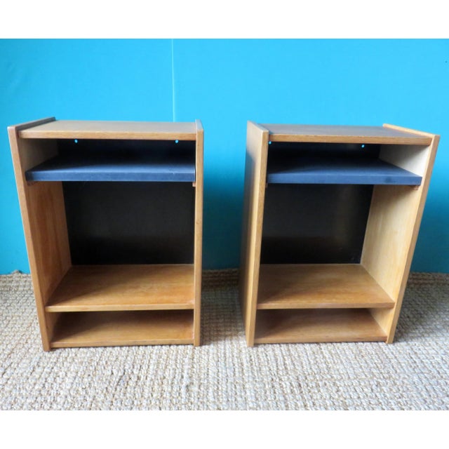 Wall-Mounted Elm Bedside Tables, Denmark, 1980s, Set of 2, in Very Good conditions. Designed 1980 to 1989
