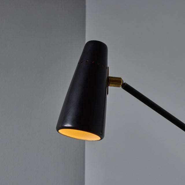 1950s Stilnovo Perforated Black Metal and Brass Sconce With Stamped Label For Sale - Image 10 of 17