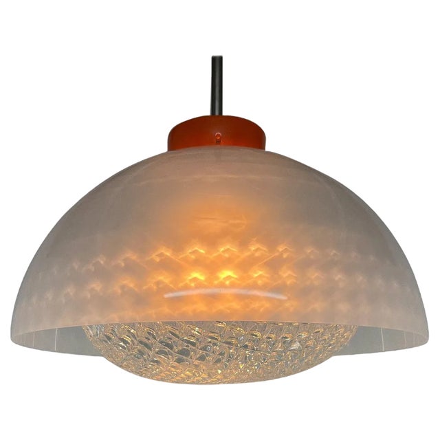 Mid-Century Plastic and Glass Pendant, Czechoslovakia, 1970s For Sale