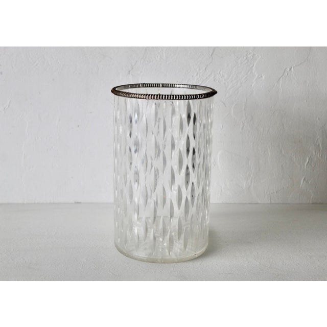Mid-Century Modern Vintage Textured Oval Lucite Acrylic Waste Basket Brass Beaded Rim For Sale - Image 12 of 16