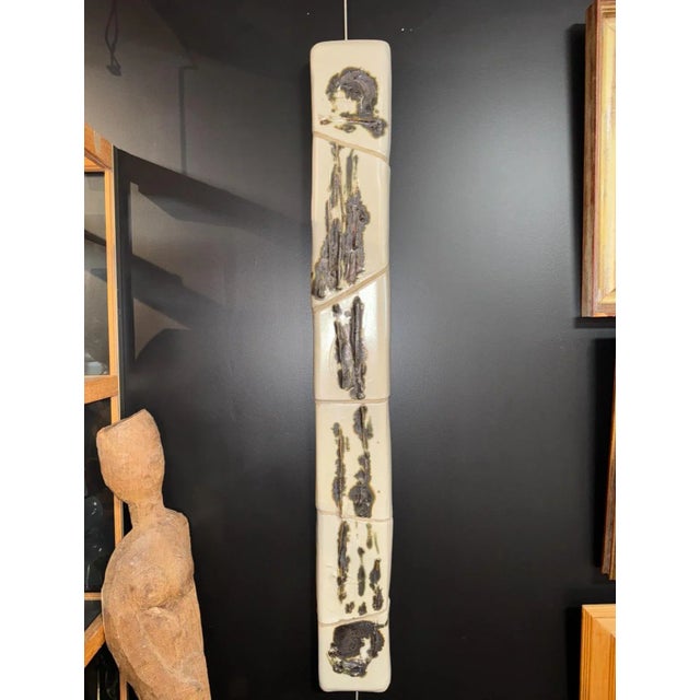 Abstract Ceramic Wall Sculpture, Cetadon Enamel, 1980s For Sale - Image 6 of 6
