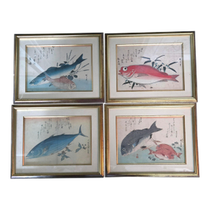 Mid 20th Century Four Beautiful Japanese Prints After Hiroshige