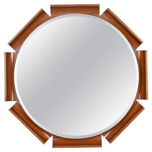 Italian Curved Teak Backlit Bevel Mirror by ISA Bergamo, 1968 For Sale - Image 14 of 14