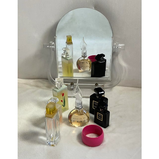 Vintage Art Deco Lucite Vanity Table Top Mirror Charles Hollis Jones Style For Sale - Image 11 of 13