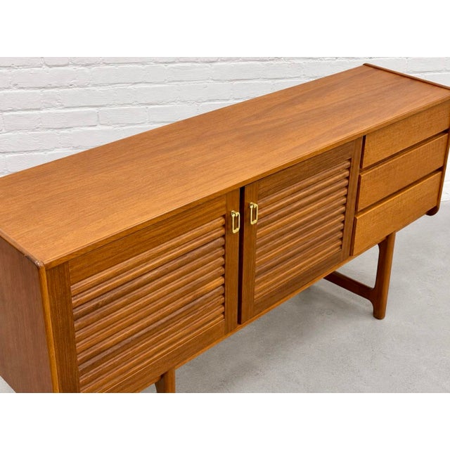 Mid Century Modern Teak Credenza With Louvered Doors | Sideboard by a.h. McIntosh, Made in Scotland, C. 1960’s For Sale - Image 12 of 17