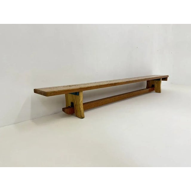 Vintage Wooden School Bench, 1970s For Sale - Image 3 of 8