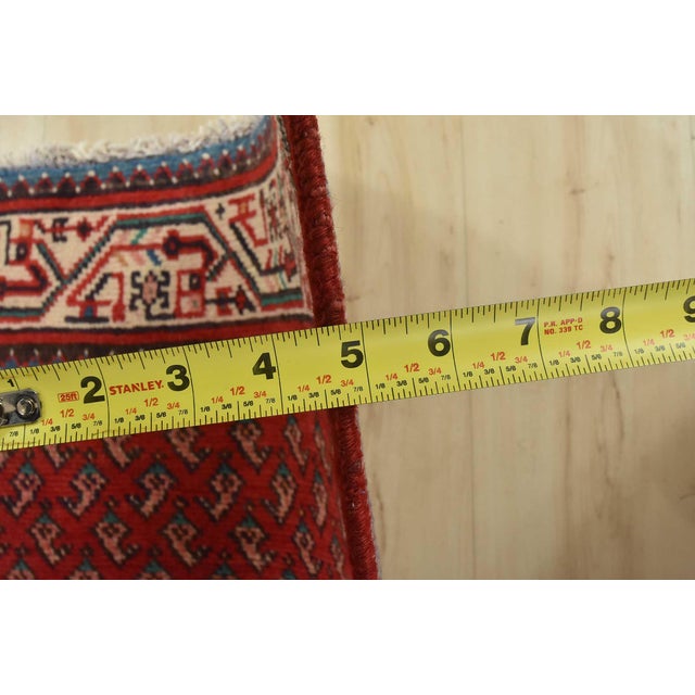 Mir Runner 3’7” X 9’10” Red Wool Vintage Tribal Hand-Knotted Oriental Rug For Sale - Image 12 of 14