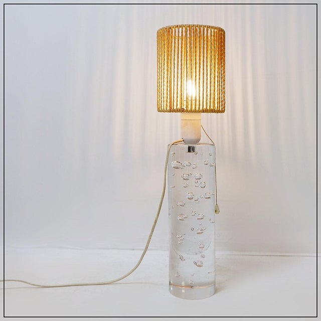 Glass Glass Lamp with Air Bubbles Pattern, 1975 For Sale - Image 7 of 9