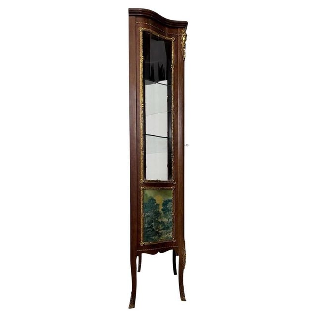 Metal Antique Early 20th Century French Painted Mahogany Display Cabinet For Sale - Image 7 of 13