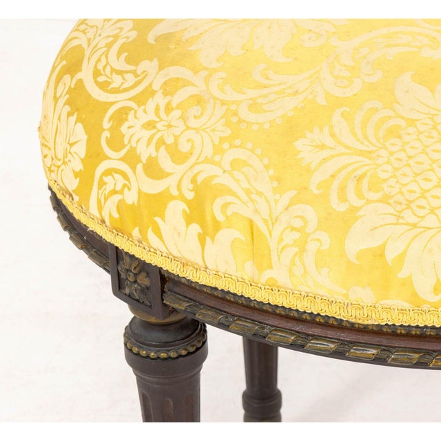 Louis XVI Style Yellow Silk Upholstered Footstool For Sale - Image 4 of 6