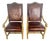 Pair of Mid-20th Century Italian Carved Armchairs With Leather Upholstery For Sale