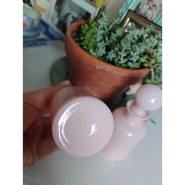 Early 20th Century Early 20th Century Pair of French Pink Opaline Perfume Bottles With Original Stopper For Sale - Image 5 of 12