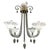 A 1940s blown glass chandelier with four e14 bulbs contained within four large glass bowls, each with an upward-facing...