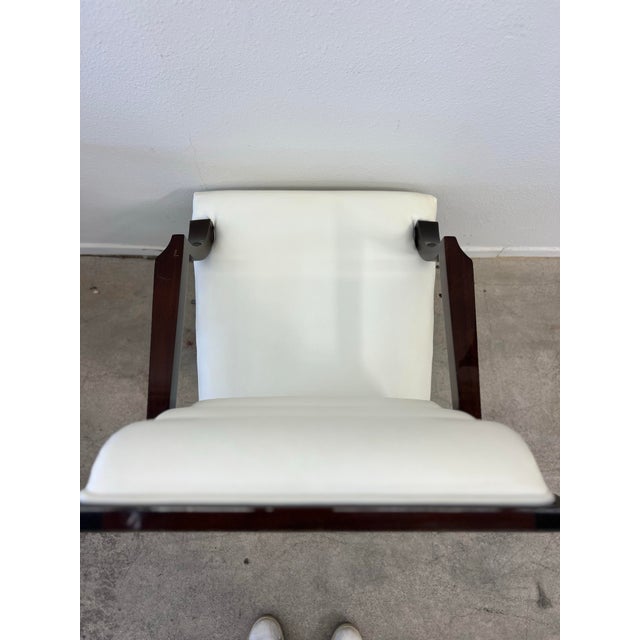 White Set of 6 Walnut and White Leather Dining Chairs For Sale - Image 8 of 11