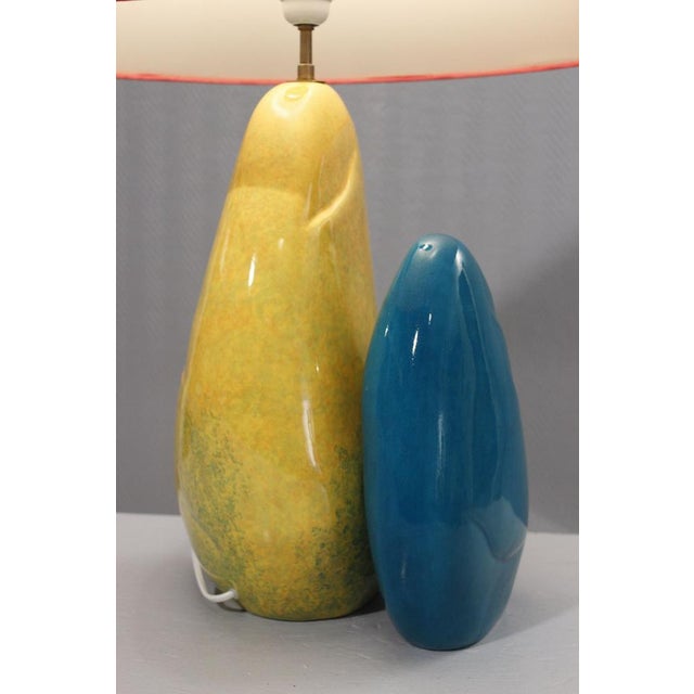 Red Large Pebble Ceramic Table Lamp by François Chatain, France, 1990s For Sale - Image 8 of 14