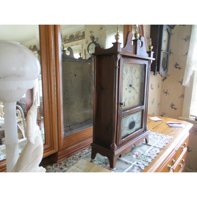 Lg Vintage Mantle New England Clock Pillar and Scroll Westminster Chimes Clock German Movement 8 Day Wind For Sale - Image 10 of 18