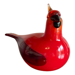 Oiva Toiika Hand Blown Glass Cardinal