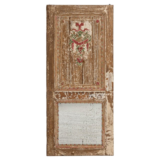 19th Century French Wood Patinated Door With Mirror For Sale - Image 15 of 18