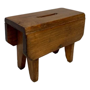 Antique Wooden Money Box / Bank Resembling a Drop Leaf Table From England