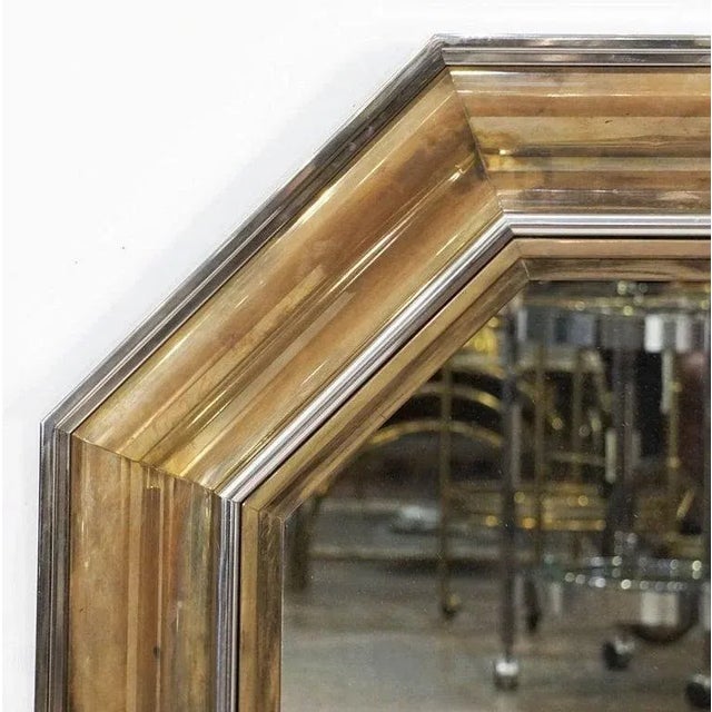 Mid 20th Century Large Italian Octagonal Mirror of Brass and Chrome by Sandro Petti (Dia 42 3/4) For Sale - Image 5 of 12