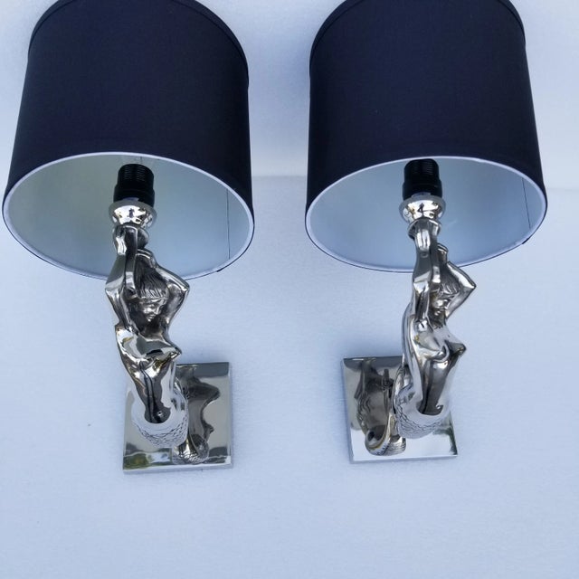 Nickel Plated Bronze Mermaid Sconces - a Pair For Sale In Miami - Image 6 of 13