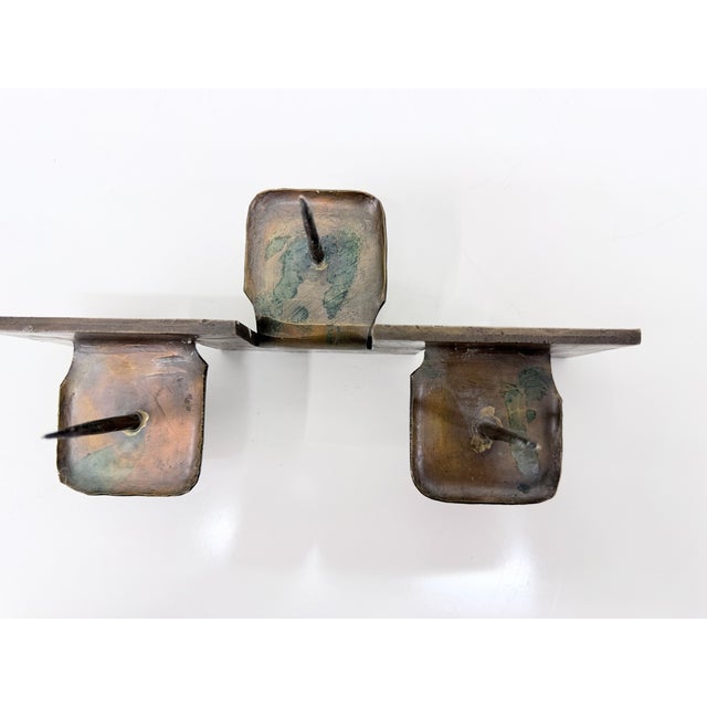 Brown Brutalist Bronze Triple Candlestick by Manfred Bergmeister, 1970s For Sale - Image 8 of 11