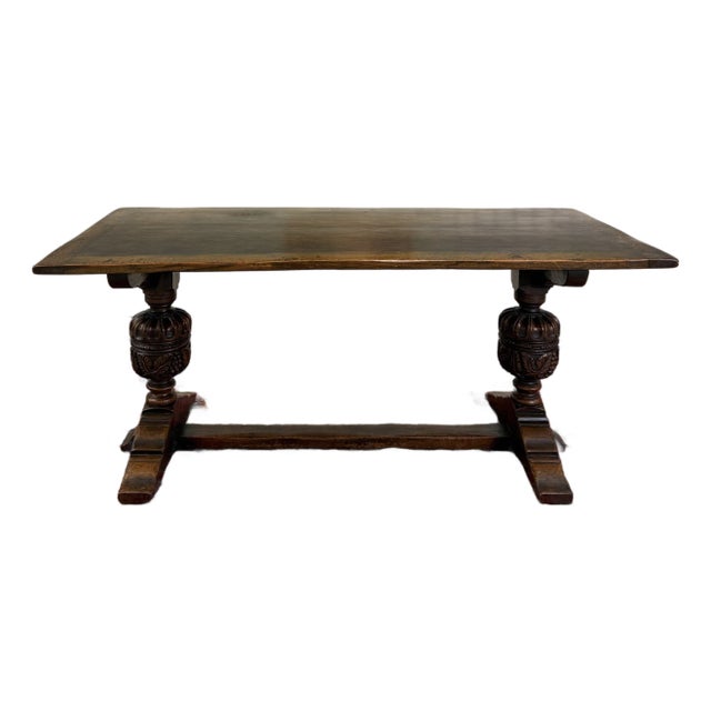 Antique English Jacobean Dining Table Breakfast Table Oak 6' Wide c.1920s-30s For Sale