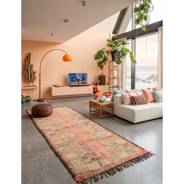 Pink Vintage Pink Moroccan Rug - 12.1 X 5.5 Ft For Sale - Image 8 of 8
