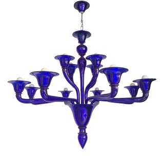 Venetian Blue Murano Glass Chandelier by Simoeng For Sale
