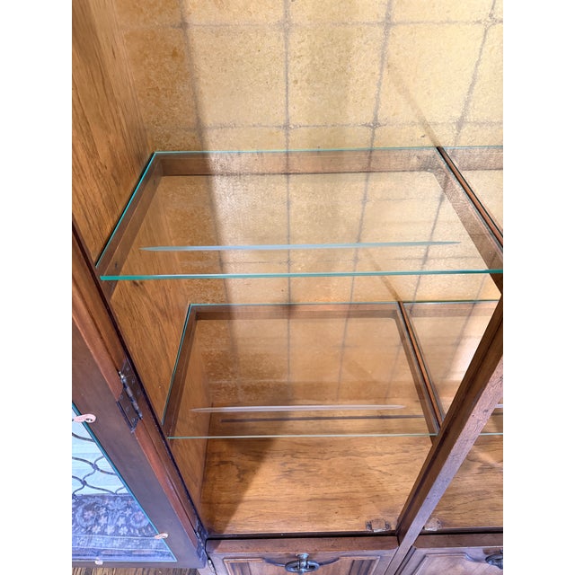 Wood 1970s Henredon Walnut Lighted China Cabinet 3-Door French Provincial Style For Sale - Image 7 of 16