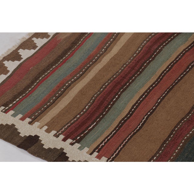 Tribal Vintage Persian Kilim, Tribal Gallery Runner in Polychromatic Stripes - Rug & Kilim For Sale - Image 3 of 8
