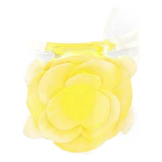 Chanel Flower Wide Clear Lucite Cuff Bracelet For Sale
