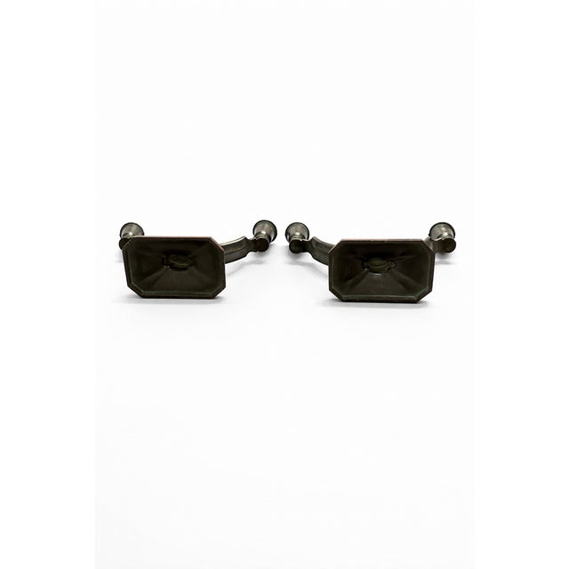 Metal Art Deco Disko Metal Candlesticks by Just Andersen, 1930s, Set of 2 For Sale - Image 7 of 10
