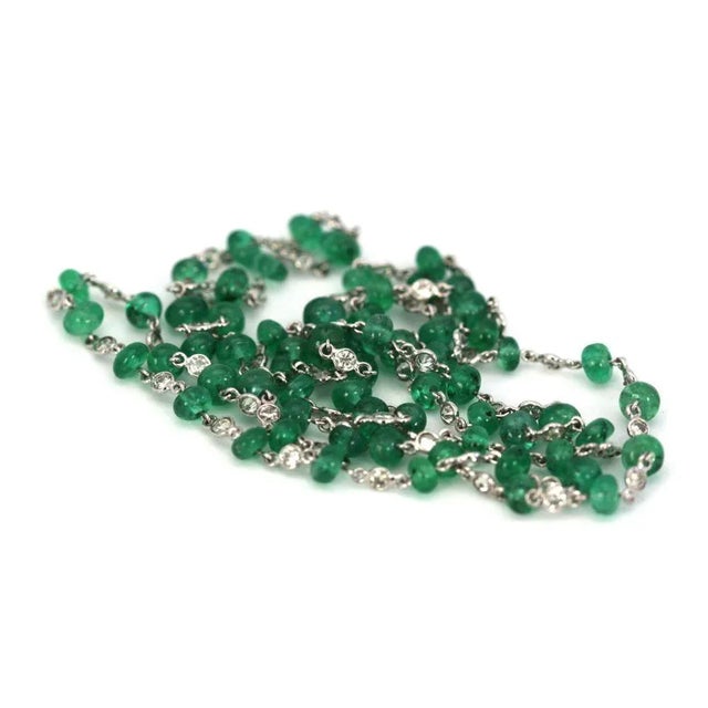 2010s Diamond & Emerald Bead Necklace For Sale - Image 5 of 8