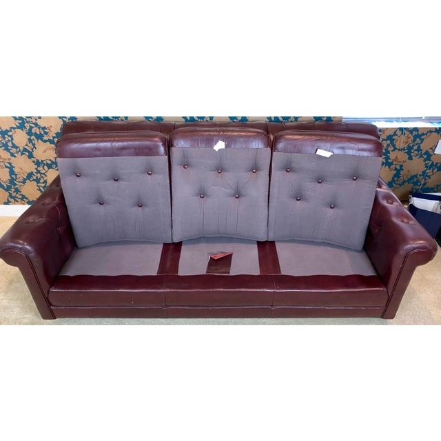1970s Tufted Leather Sofa For Sale - Image 9 of 11