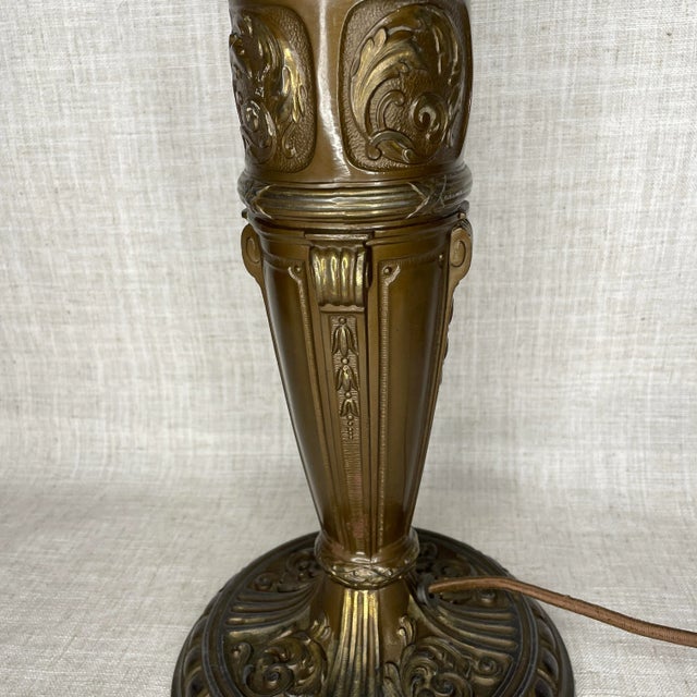 Antique Art Nouveau Metal Table Lamp For Sale - Image 4 of 12