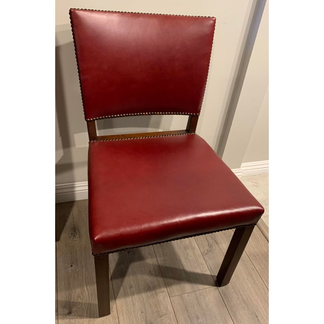 Copper Dining Room Table With Moore & Giles Leather Dining Chairs Set