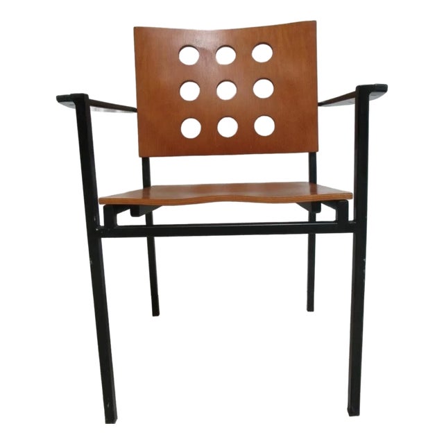 1990s Michael Graves Design Kron Prototype Stacking Concept Armchair Round Pilon Brown For Sale