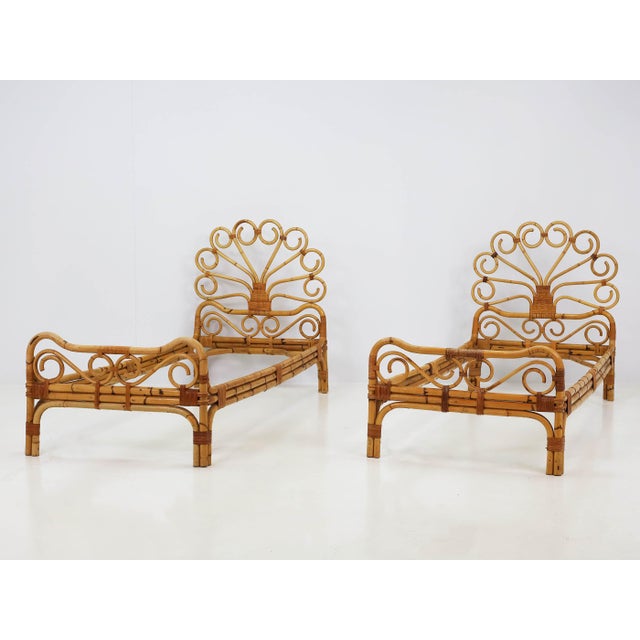 Peacock Daybeds in Rattan by Lio Carminati for Casa e Giardino, Italy, 1960, Set of 2 For Sale - Image 6 of 12
