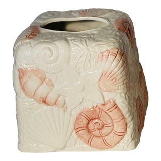 Ceramic Tissue Box Cover Coastal Sea Shells For Sale