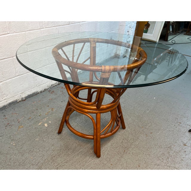 Vintage Boho Wicker Rattan and Bamboo Dining Set For Sale In New York - Image 6 of 14