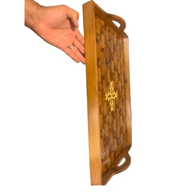 Juniper and Walnut Wood Tray Decorated With Precious Stones For Sale - Image 4 of 9