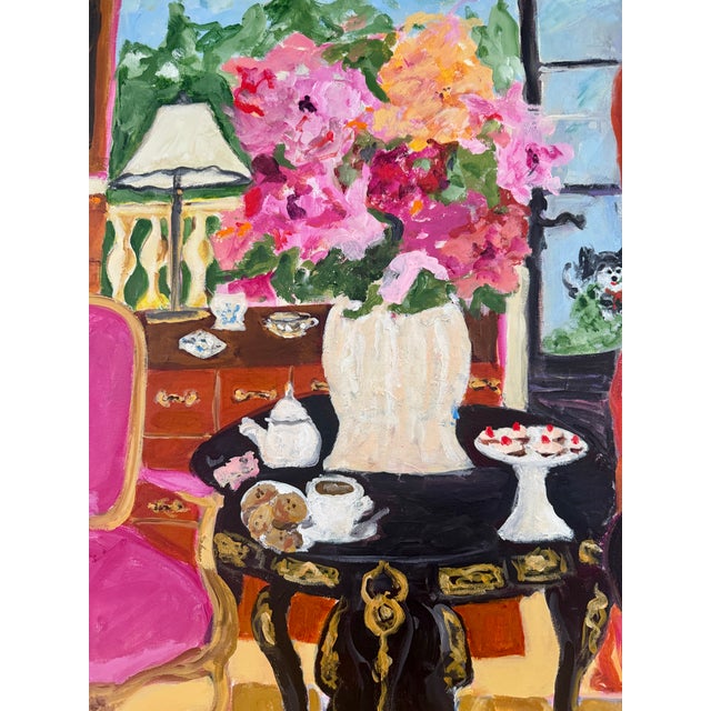 Park Avenue Peonies Impressionist Acrylic Painting For Sale - Image 4 of 4