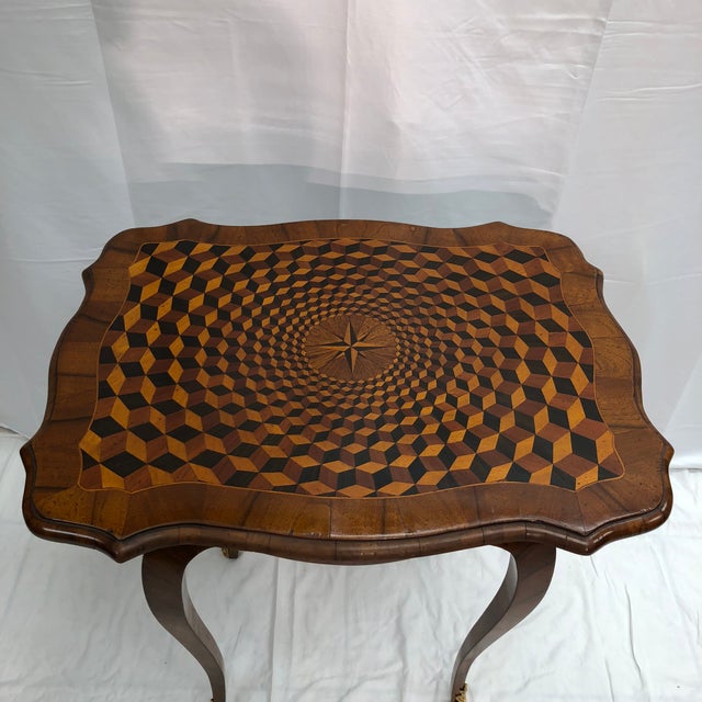 Late 18th Century Antique Louis XV Style Walnut Marquetry Side Table For Sale - Image 4 of 10